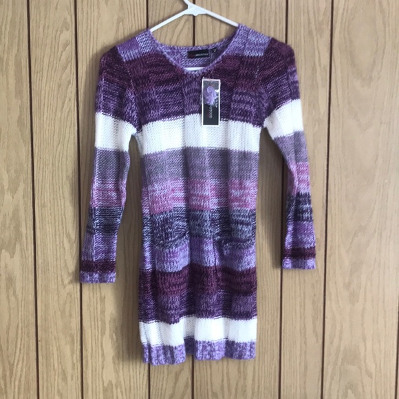 Miss Understood Purple Striped Sweater Dress - Picture 1 of 6